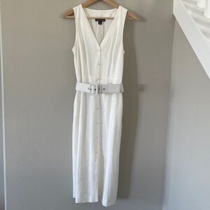 Something Navy button down belted midi shirt dress with belt